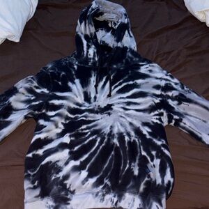 Black and White Tie-Dye Men's Hoodie